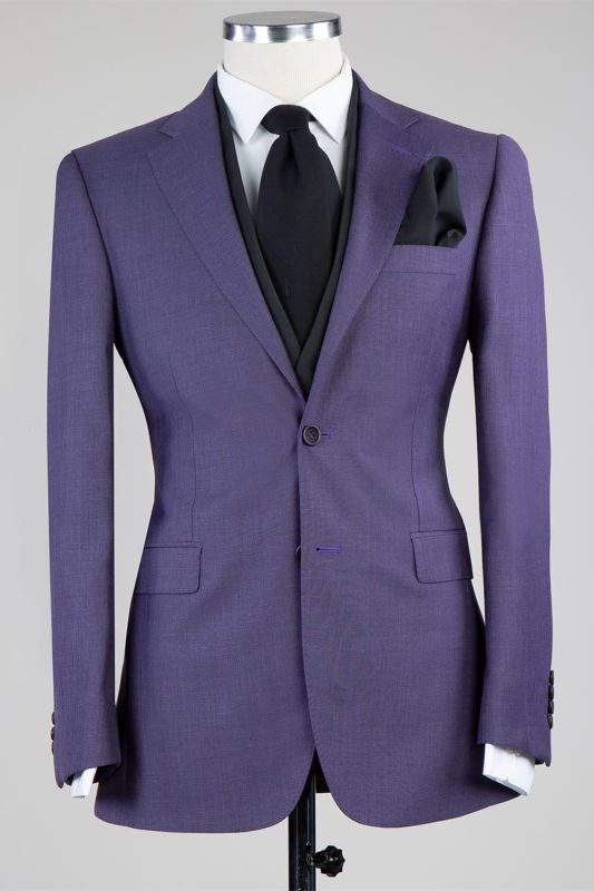Design Notched Lapel Three Piece Tailored Men Suit