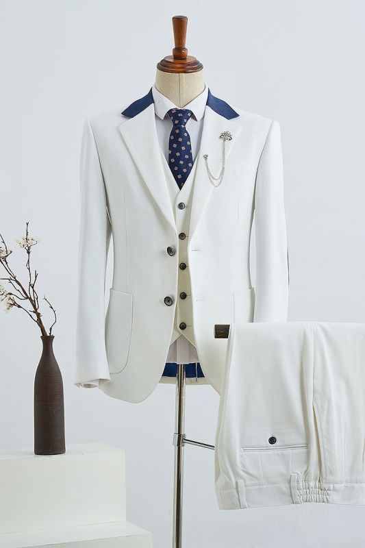 Bowen Simple White 3 Piece Slim Fit Mens Business Suit