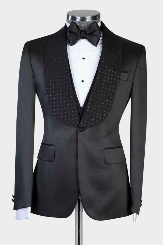 Black Two-Piece Shawl Lapel Custom Wedding Suit