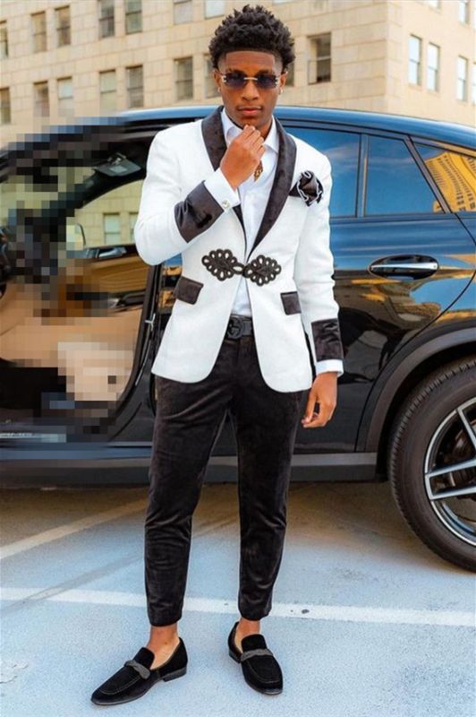 White Textured Pattern Blend Suit For Mens main image 0