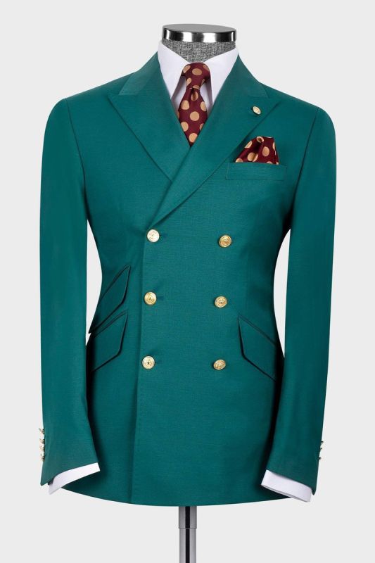 Chic Green Double Breasted Mens suits | Mens Two Piece Suit