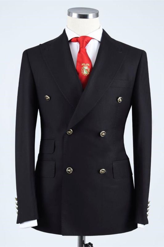 Black Chic Pointed Lapel Double Breasted Men's Suit