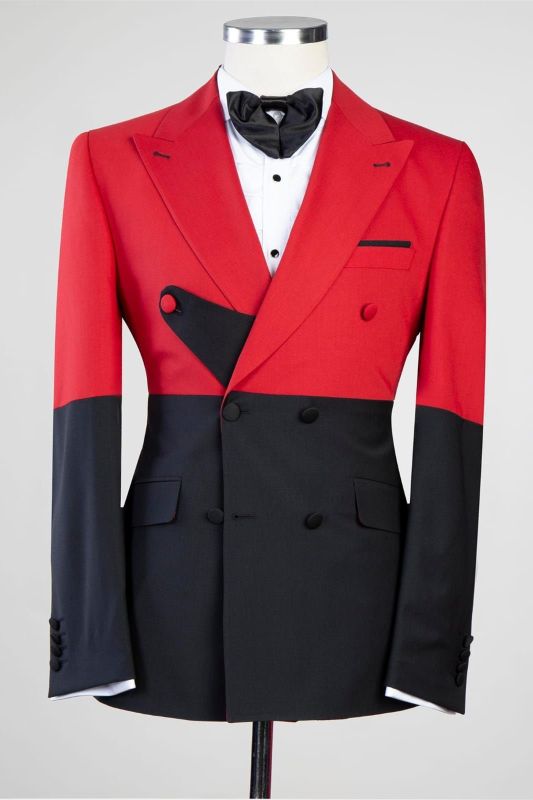 Red And Black Fashion Double-breasted Men Suit