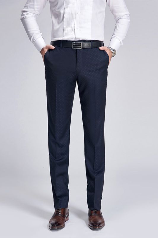 Stylish blue polka dot dark navy suit pants for weddings