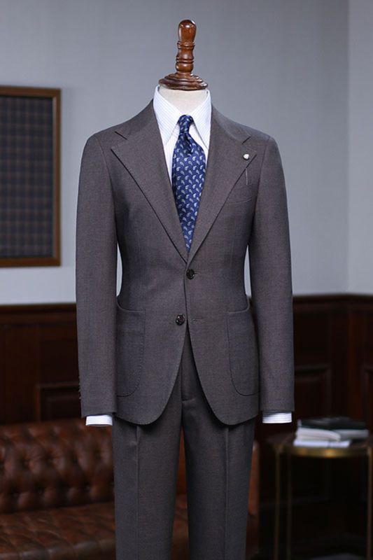 Tim Formal Coffee Notched Lapel 2 Button Custom Business Suit