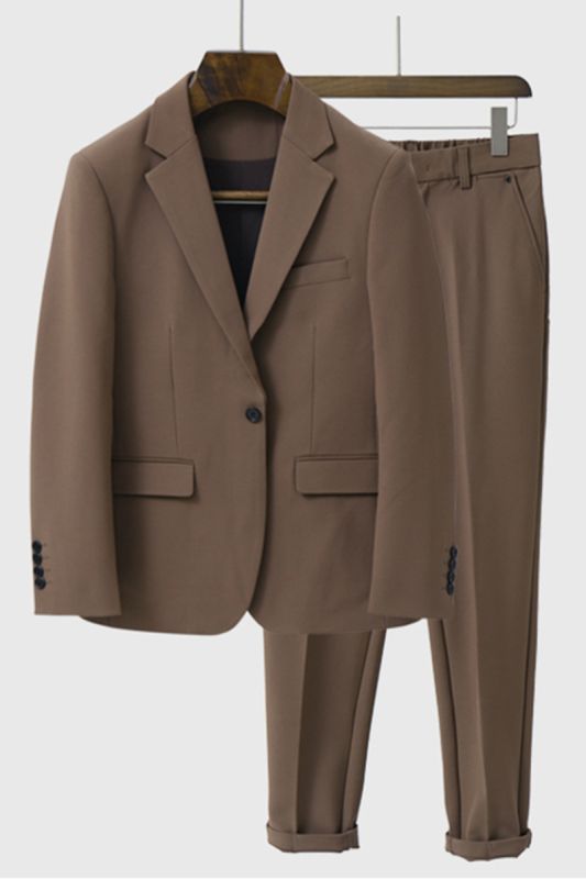 Yahir Brown Fashion Point Lapel One Button Men Summer Suit