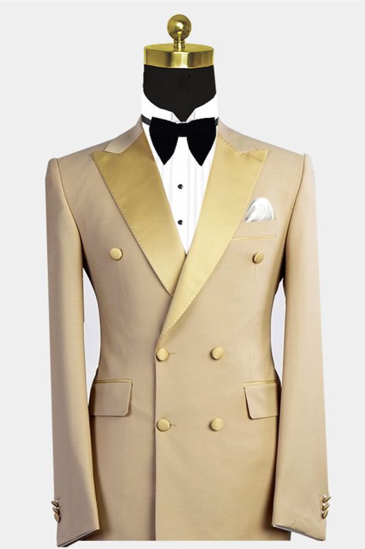 Reed Gold Point Lapel Double Breasted Custom Mens Prom Suit