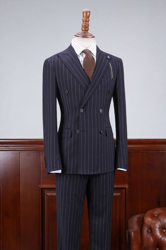 Ted Affordable Navy Striped Slim Fit Custom Business Suit
