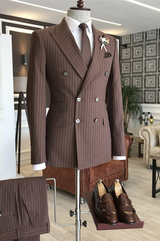 Double Breasted Bespoke Business Suit with Yellow Peaked Lapel for Prom main image 1