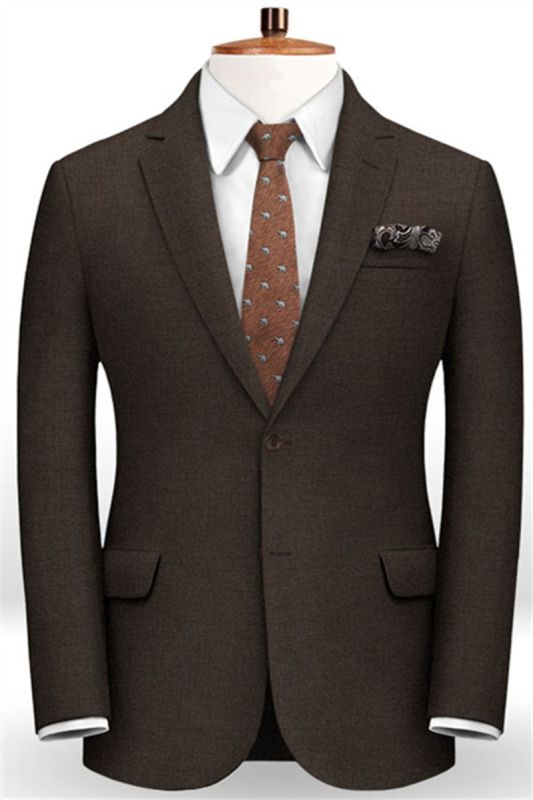 Brown Notched Lapel Decent Comfort Business Tuxedo |  Two Piece Bestmen Clothing Set