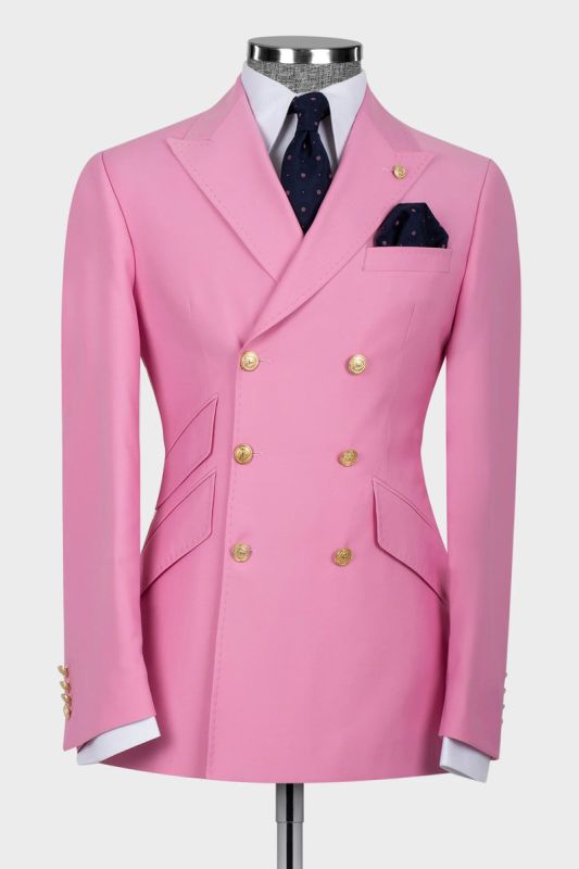 Chic Pink Double Breasted Six Button Mens Suit | Mens Two Piece Suit