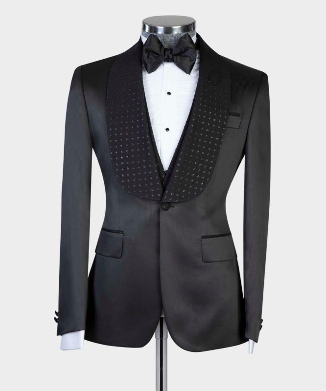 Black Two-Piece Shawl Lapel Custom Wedding Suit | Bradymensuit