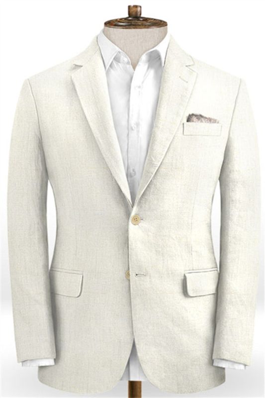 Linen Ivory Beach Wedding Suit Set Of 2 |  Men Men Suits
