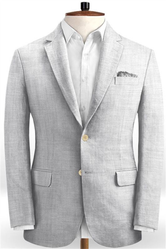 Linen Silver Beach Wedding Groom Tuxedo | Slim Fit Handsome Best Man Blazer