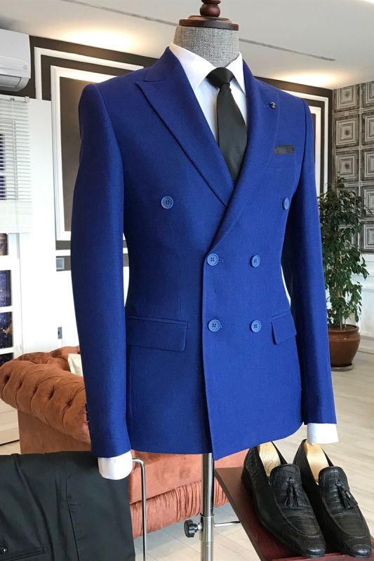 Jordan Royal Blue Fashion Double Breasted Business Men Suit
