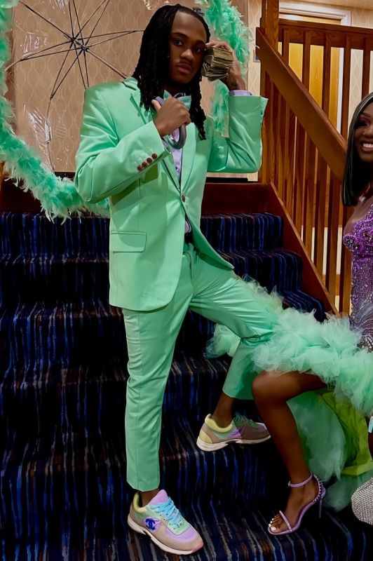 Hansen Handsome Light Green Notched Lapel One Button Two Pieces Prom Suits