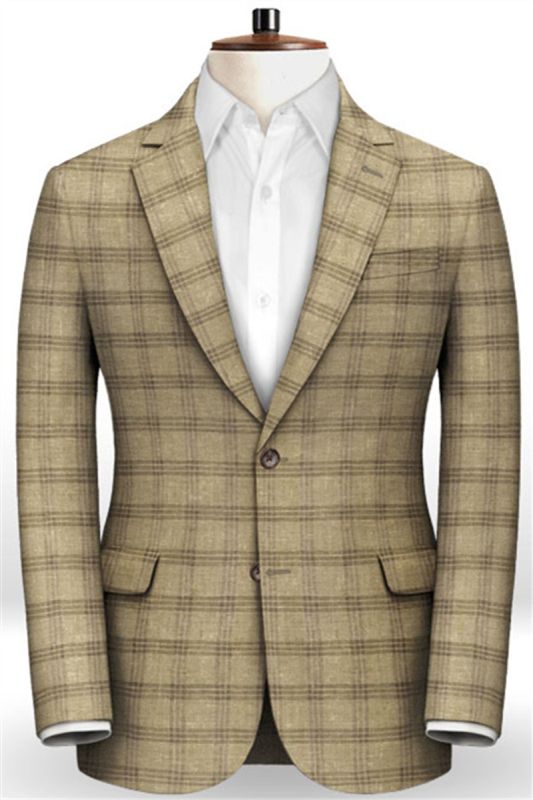 Fashion Plaid Two Piece Mens Suit | Slim Fit Business Tuxedo