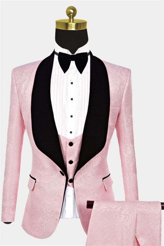 Unique Pink Jacquard Tuxedo Online | Mens Prom Suit