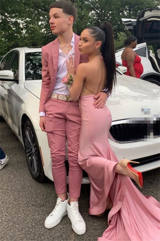 Men New Pink Slim Prom Suit Online
