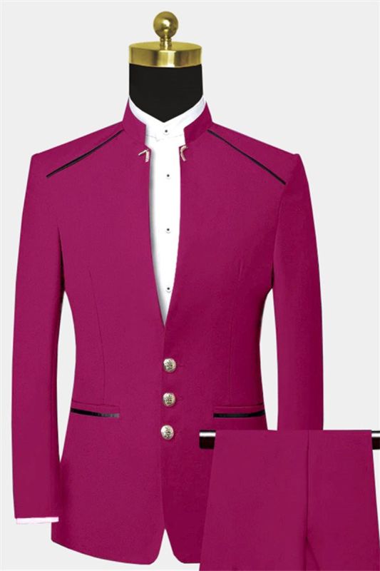 Pink Collar Men Suit | Ezra Two Piece Three Button Prom Suit