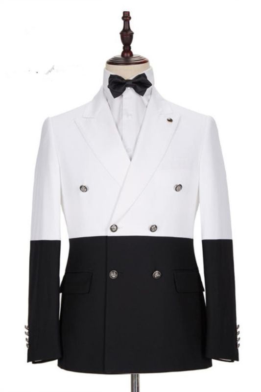 Morgan White And Black Point Collar Double Breasted Jacket