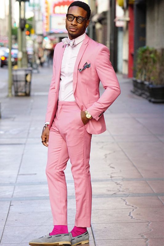 Ablitt Pink One Button Fashion Slim Fit Men For Prom