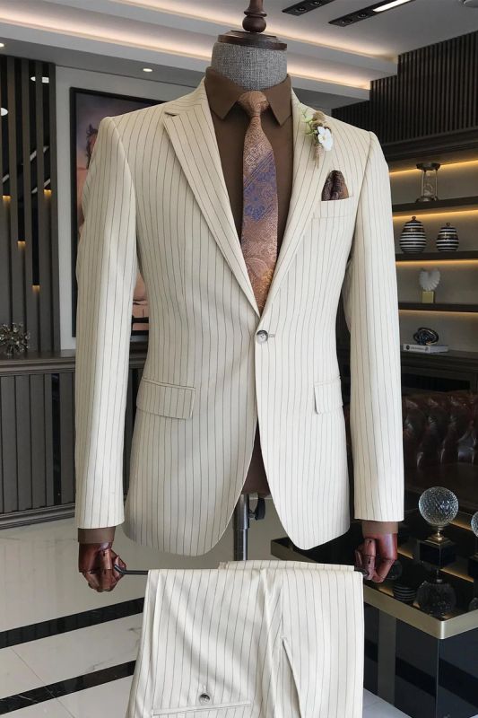 Mens One Button Notch Lapel Wide Leg Suit Brown main image 0
