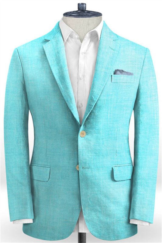 Blue Summer Linen Wedding Suit |  Prom Mens Suit Wear Classic Formal 2 Pieces