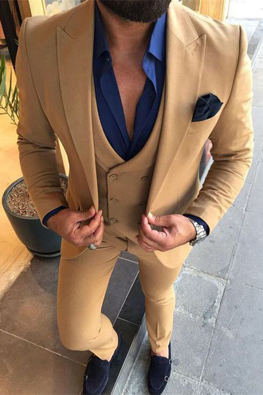 Alijah Fashion Point Lapel Three Piece Business Mens Suit