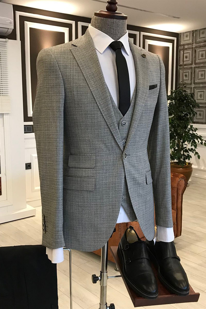 Lambert Grey Plaid Three-Pack Notch Lapel Formal Wear