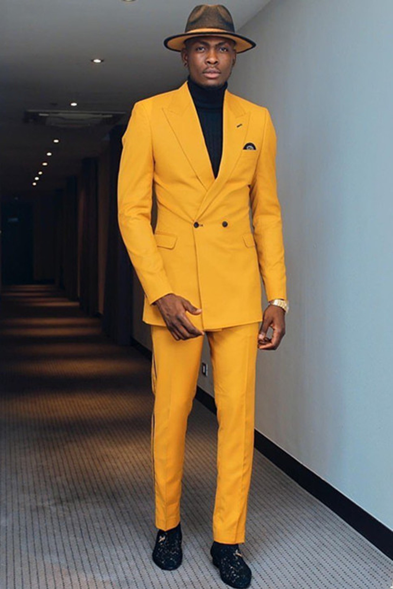 Kimi Yellow Point Lapel Double Breasted Fashion Men Suit