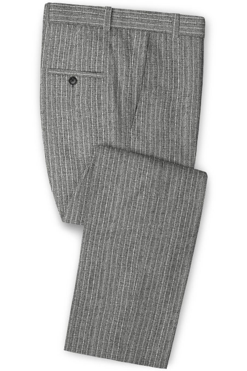 Grey Linen Suit Two Striped Tuxedo