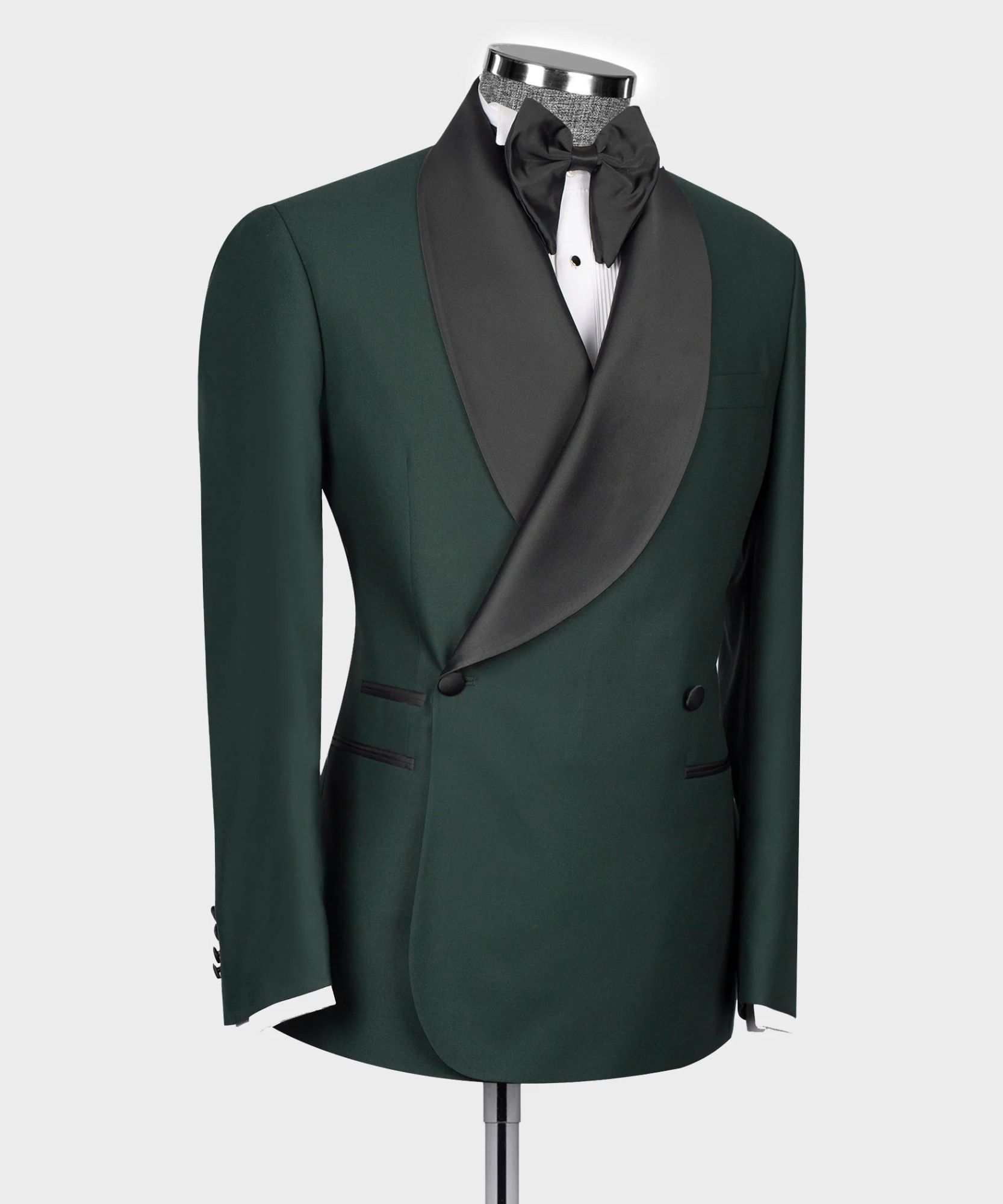 Chic Hunter Dark Green Shawl Lapel Double-Breasted Men's Wedding Suit