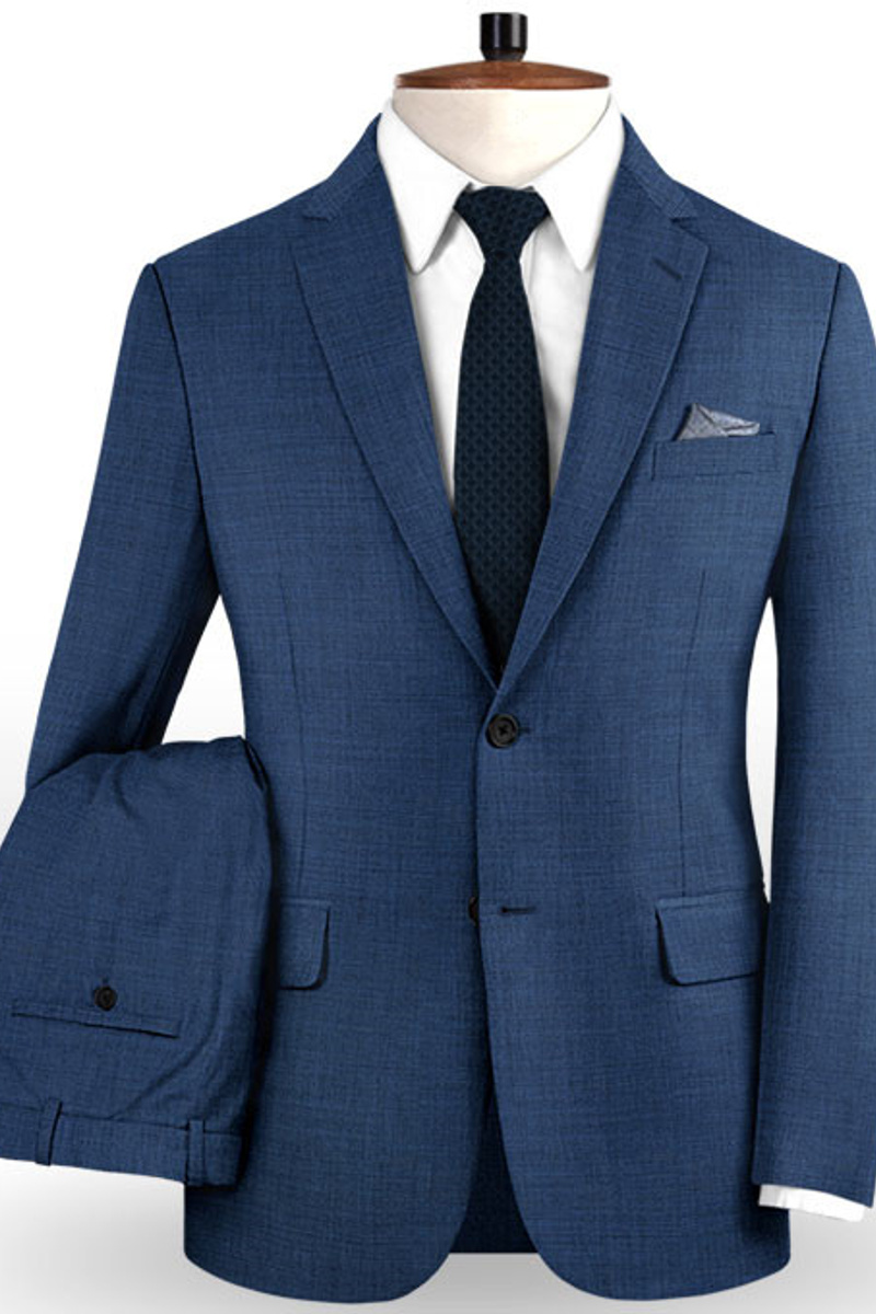 Navy Two-Piece Suit with Notch Lapel Business Tuxedo Wedding Groomsmen Suit