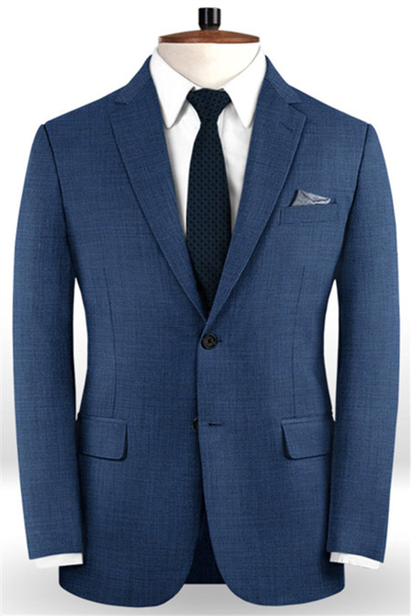 Navy Two-Piece Suit with Notch Lapel Business Tuxedo Wedding Groomsmen Suit