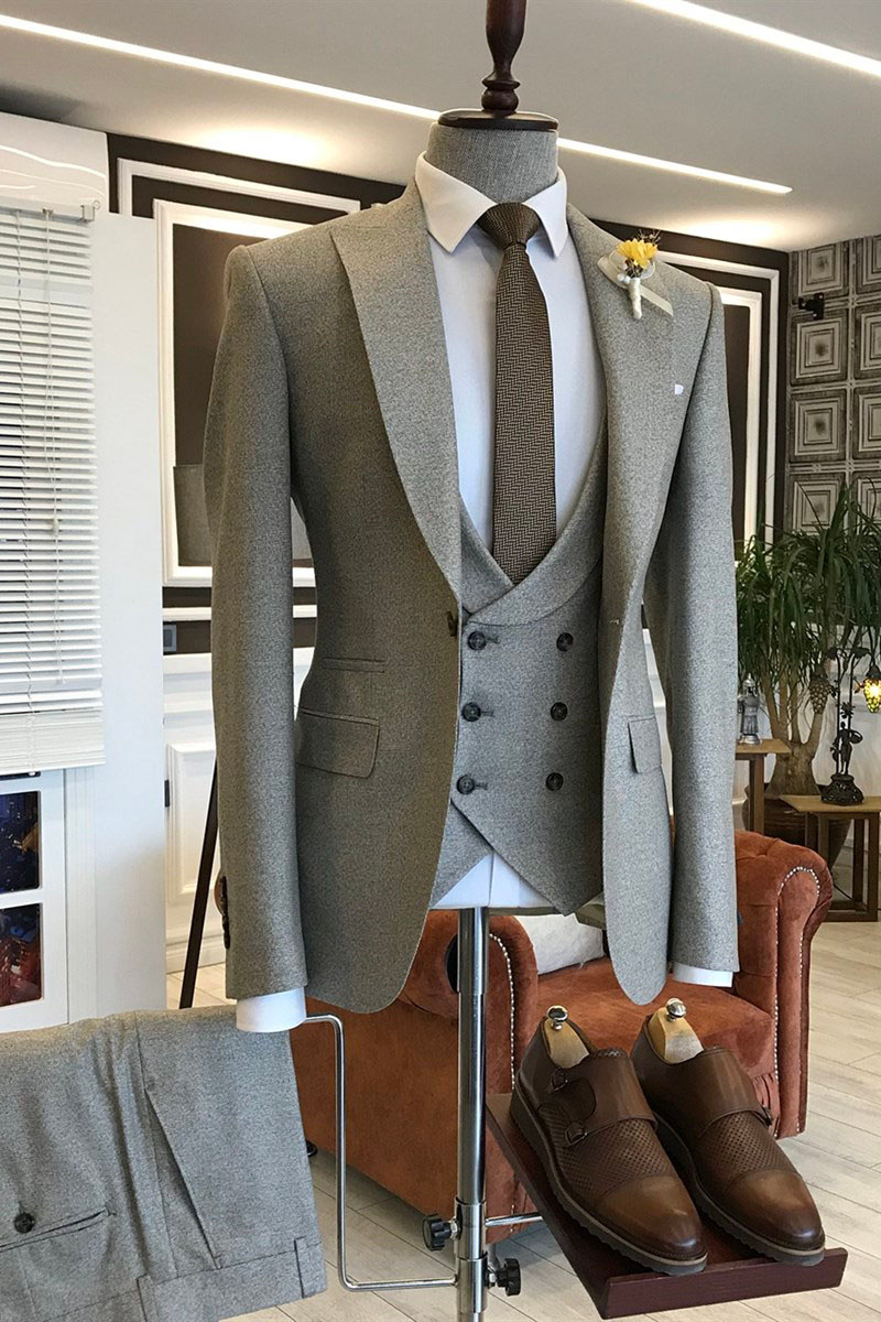 Jack Formal Brown Three Piece Point Lapel Two Flap Business Suit