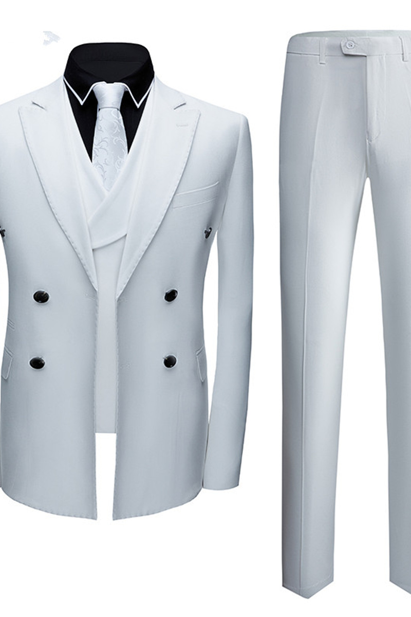 Formal White Business Suit Three-Piece Point Collar