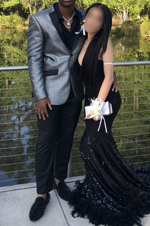 Silver Sequin Notch Lapel Men Suit Slim Fit Prom Party Suit