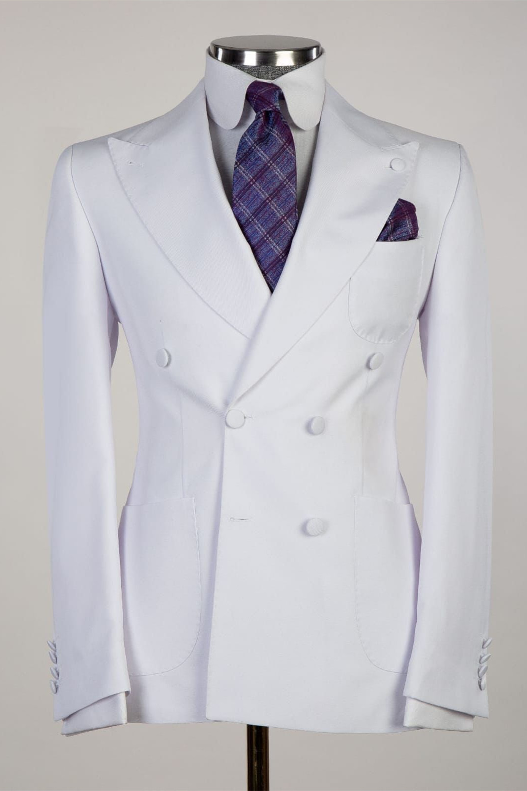 White Peak Lapel Two-Piece Close Fitting Wedding Suit