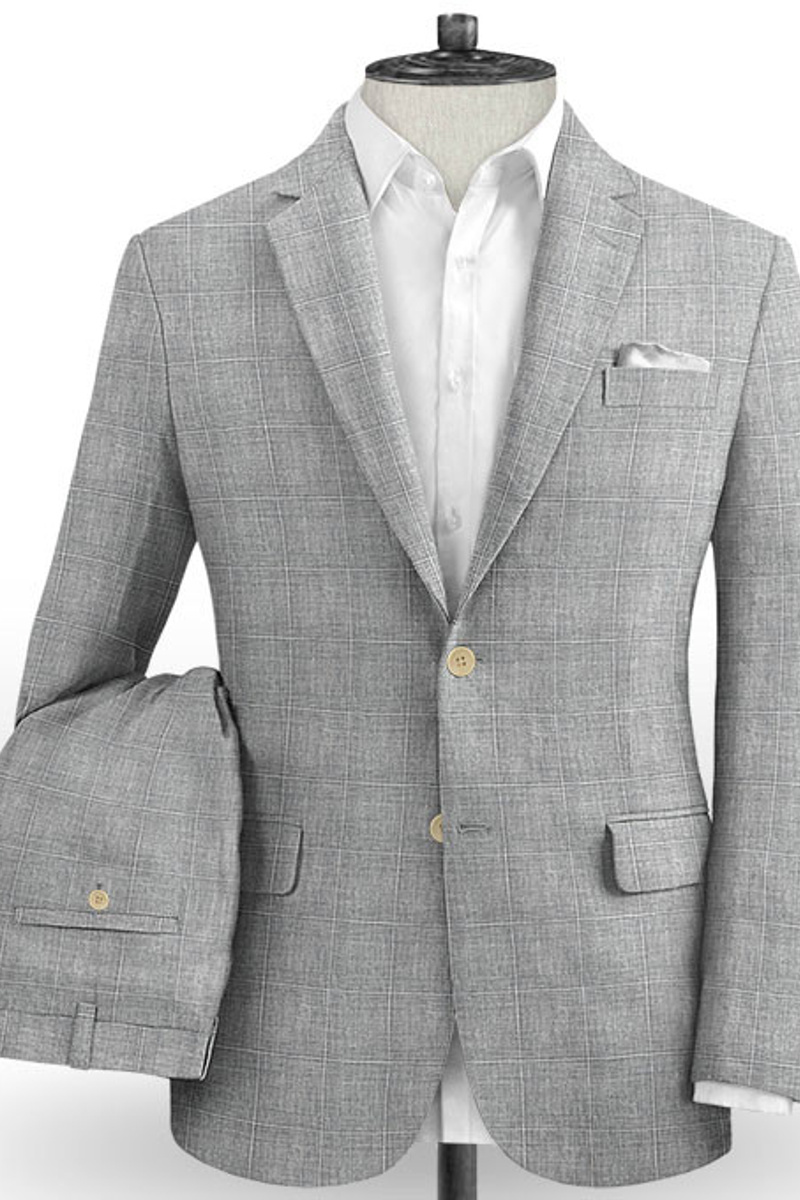 Modern Two-Piece Plaid Tuxedo New Linen Blazer