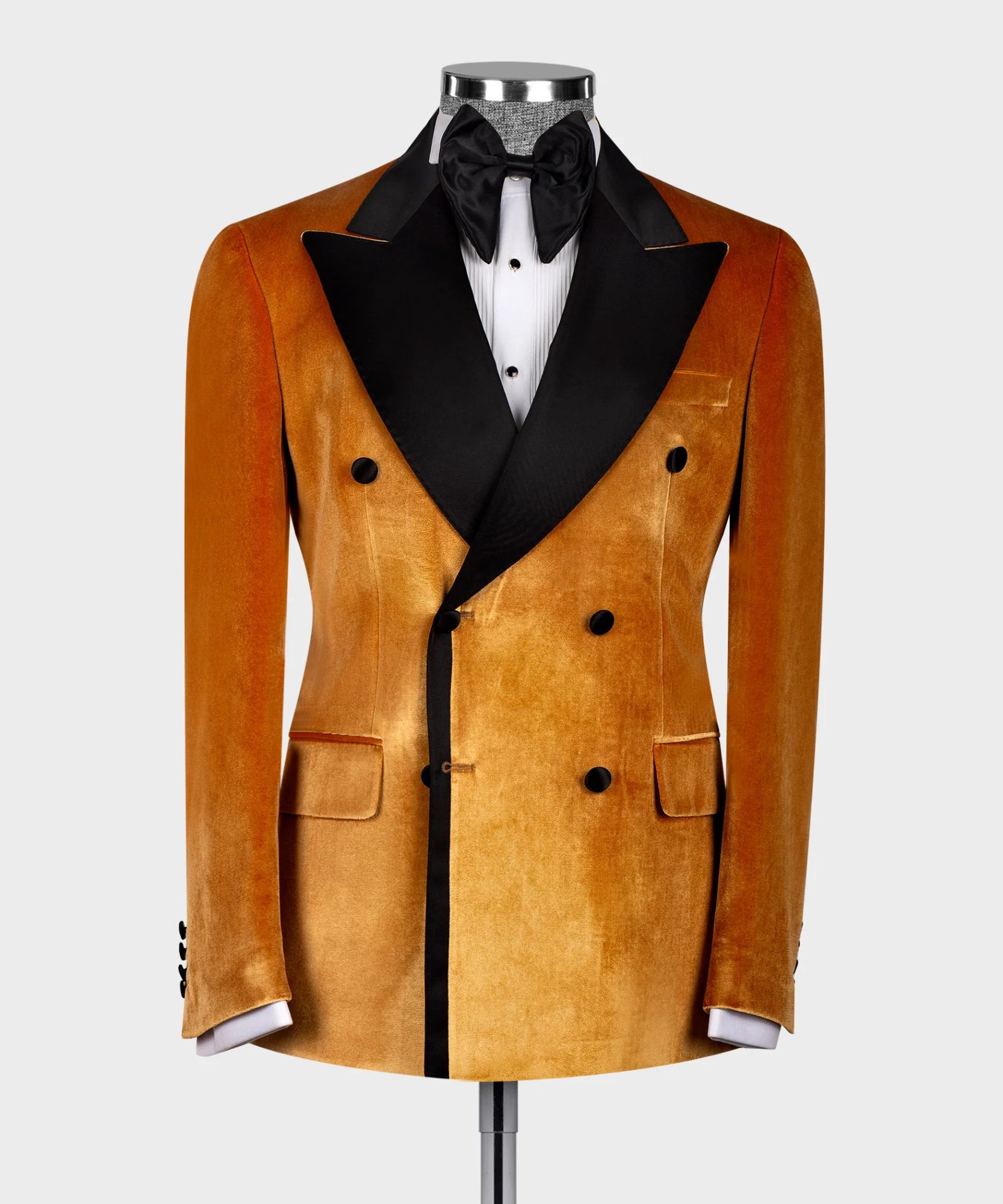 Dazzling Gold Velvet Lapel Two-Piece Suit Prom Suit