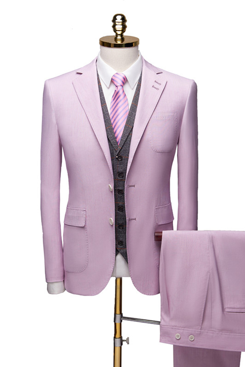 Purple Split Neck Suit for Prom Classic Three-Piece Tuxedo