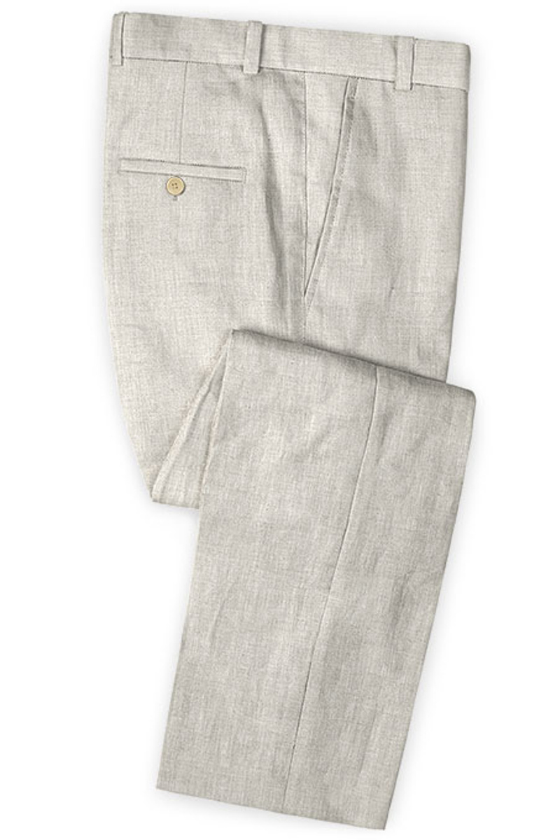 Ivory Linen Wedding Men Suit Summer Beach Groom Tuxedo Online