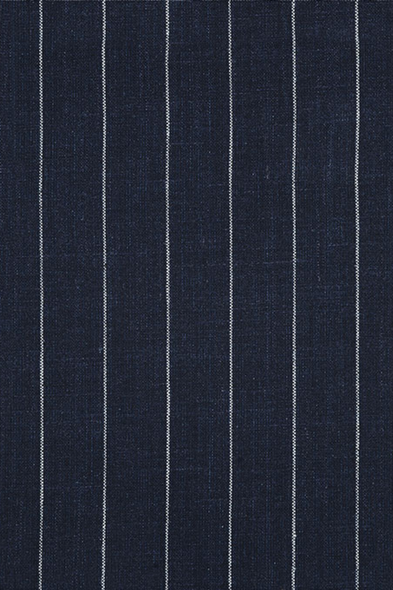 Marvin Dark Blue Linen Casual Tuxedo Striped Slim Fit Suit
