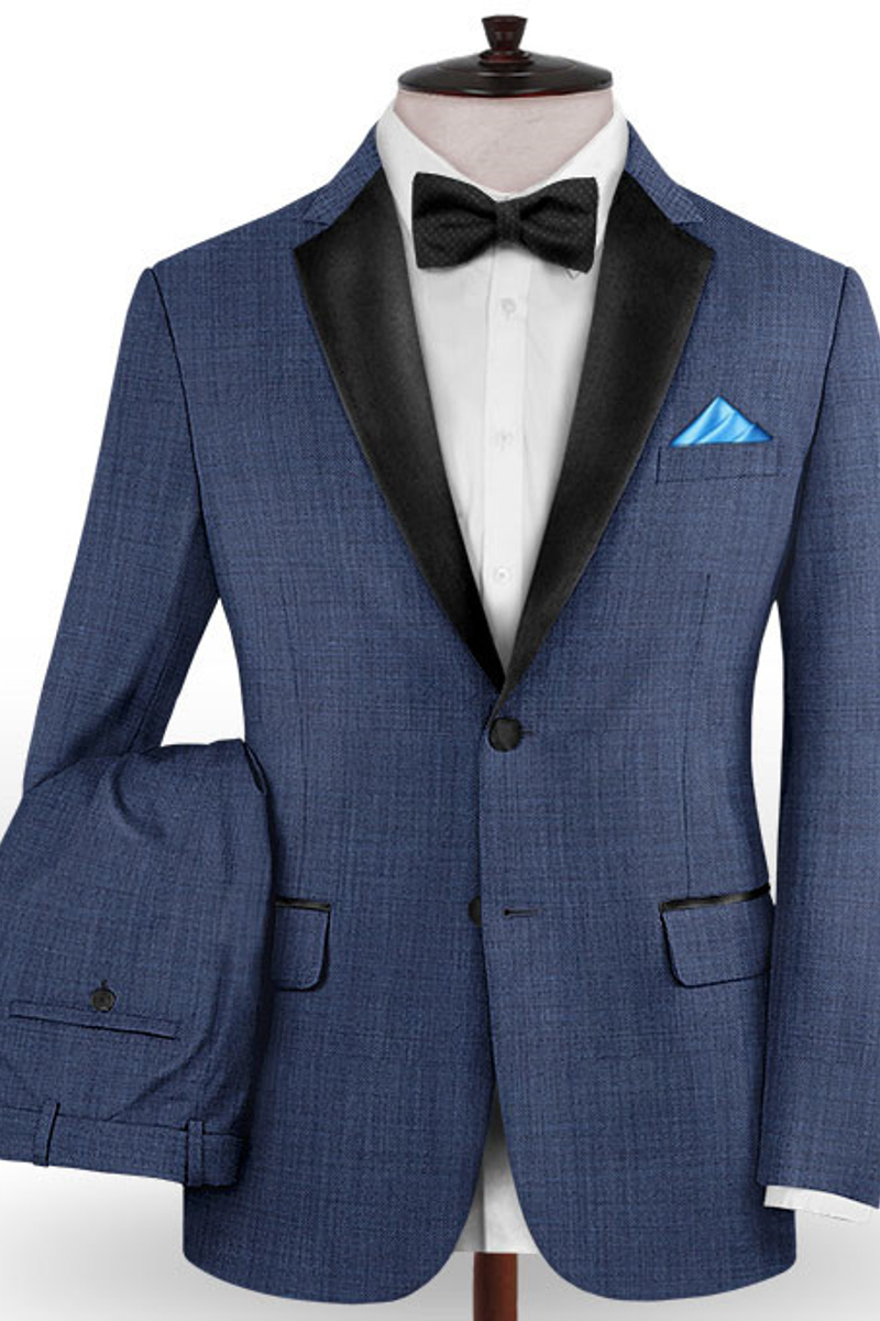 Trendy Blue Tailored Men Suits Two Business Tuxedos