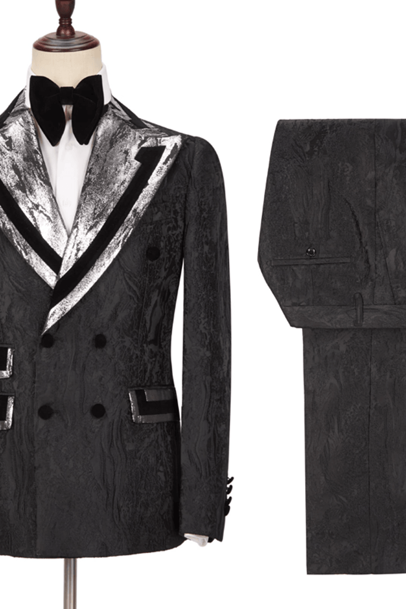 Braxton Fashion Black Point Lapel Double Breasted Men Suit Online