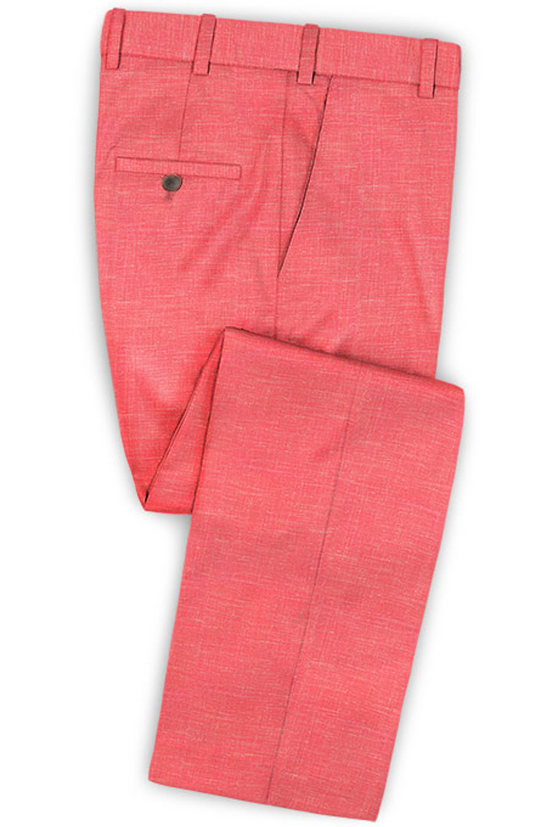 Design Summer Orange Linen Suit Two-Piece Notched Lapel Tuxedo