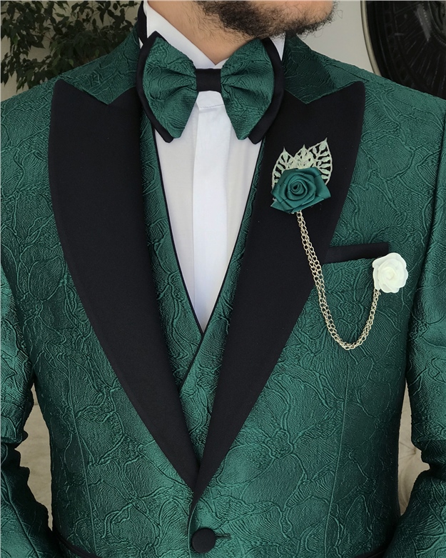 Italian Style Green Jacket Vest Trousers Wedding Suit Three Piece Suits Prom Suits