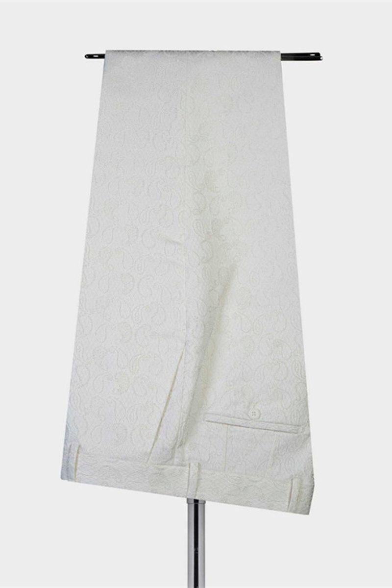 Mekhi White Jacquard Double-Breasted Point Lapel Wedding Suit
