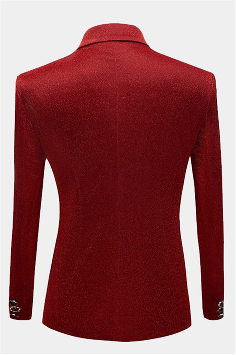 Red Sequin Lapel Blazer Gael One Button Men Blazer